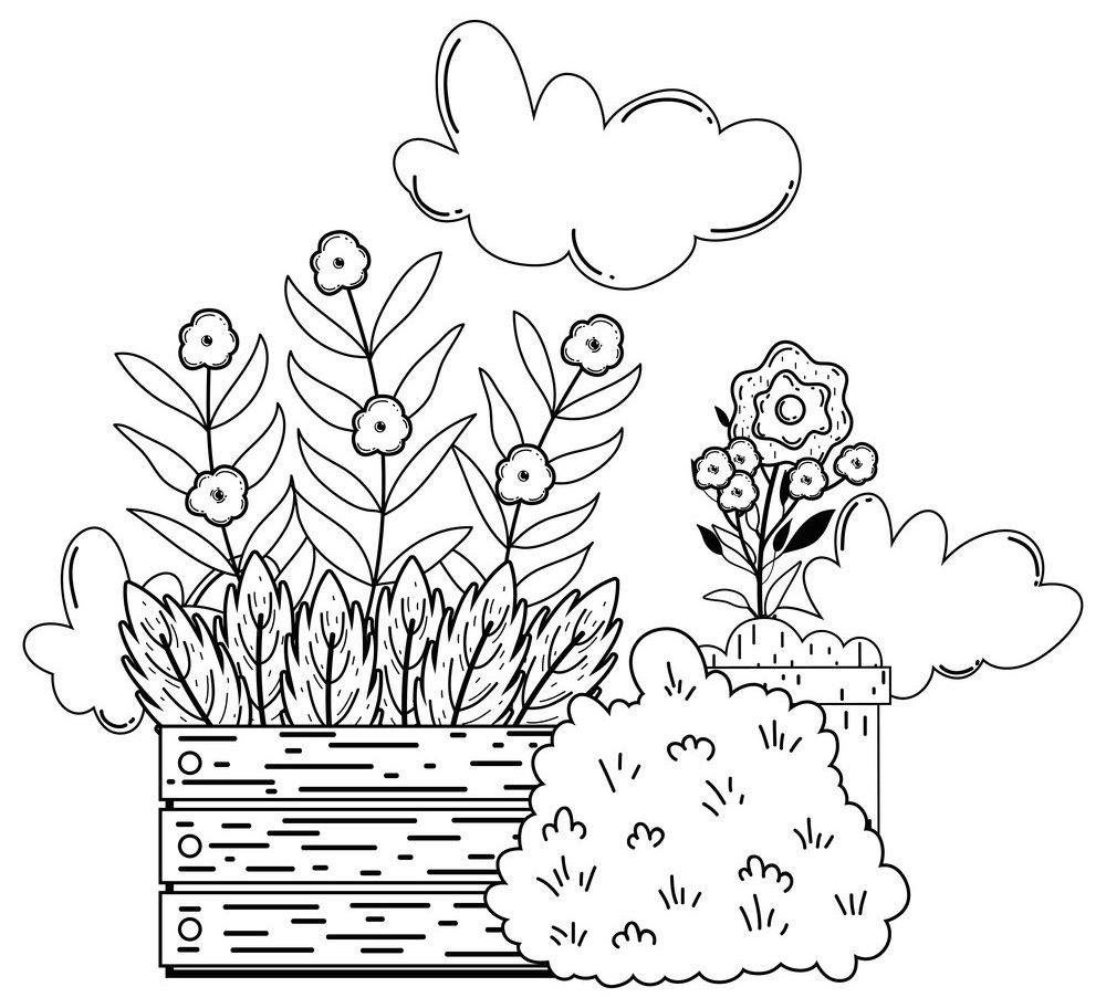 Garden Bush with Flowers